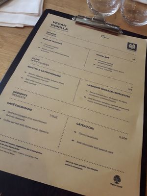 Menu juillet 2018 at Vegan Gorilla in Nice