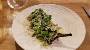 Eggplant "pizza" . Very good at Vegan Gorilla in Nice