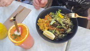 Mushrooms and smoothie at Serotonin Eatery in Burnley