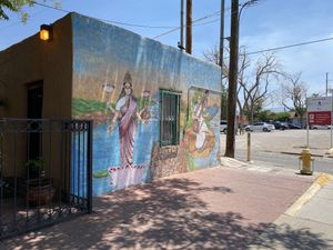 Beautiful mural at Annapurna's World Vegetarian Cafe - UNM in Albuquerque