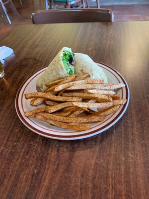 I got the Lebanese wrap and subbed lettuce for mixed greens. It’s super good! Worth the stop!😄 at Annapurna's World Vegetarian Cafe - UNM in Albuquerque