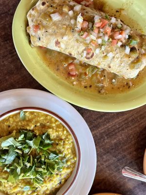 Vegan Breakfast Burrito with a side of Kitchari  at Annapurna's World Vegetarian Cafe - UNM in Albuquerque