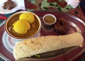South Indian sampler  at Annapurna's World Vegetarian Cafe - UNM in Albuquerque