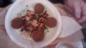 Hummus with falafel at Mango Vegan Street Food - Powisle in Warsaw