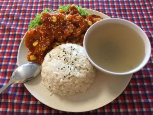 spicy abalone mushroom with rice at Book Cafe - Hamilton in Penang