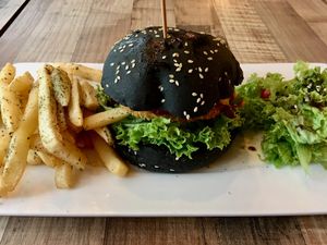 Black poodle burger at Brown Poodle in Penang