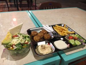Portions are a little bit small: On the left Mexican Salad with vegan Cheese (65VND) and on the right Falafel Plate (85VND) at EL Cafe International Vegan Food in Phan Thiet