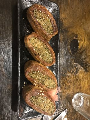 Pan fried Inari   at Vegeme in South Brisbane