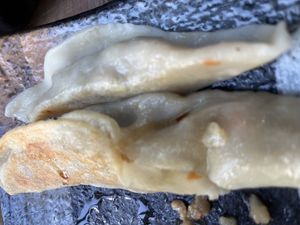 Pan fried dumplings  at Vegeme in South Brisbane