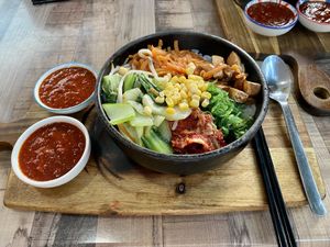 Stone bowl bibimbap  at Vegeme in South Brisbane