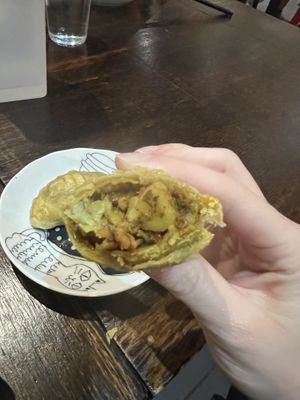 Curry puff interior  at Vegeme in South Brisbane