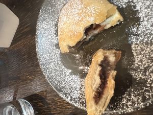 Dessert - bun with bean interior and maple syrup (surprisingly tasty!)  at Vegeme in South Brisbane