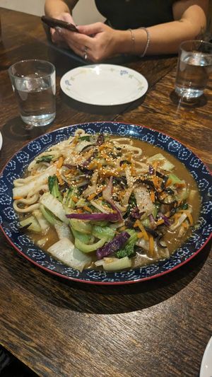 Udon stir fried noodles at Vegeme in South Brisbane