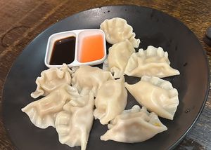 Steamed dumplings   at Vegeme in South Brisbane