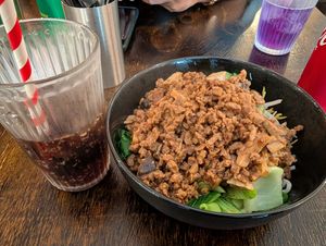 Noodles with bean sauce at Vegeme in South Brisbane