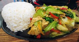 Beancurd wallet and veggies  at Vegeme in South Brisbane