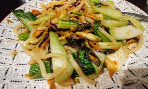 Stir fried udon with veggies at Vegeme in South Brisbane