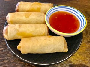 Yummy Vegan Spring Rolls  at Vegeme in South Brisbane