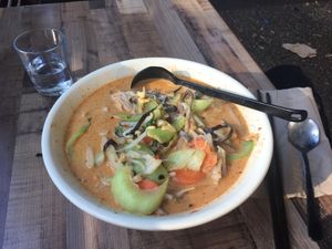 Laksa: $13.50 at Vegeme in South Brisbane