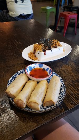 cold tofu and spring rolls at Vegeme in South Brisbane
