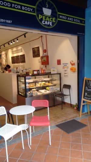Looking in at Peace Cafe in Central Singapore
