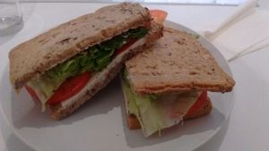 Salad and vegan cheese toastie with multigrain bread and no cucumber at Peace Cafe in Central Singapore