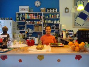 Lola in her wonderful restaurant at El Karmem in Malaga