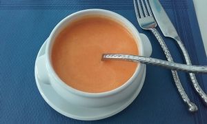 Delicious freshly made gazpacho for 5,00€€ at El Karmem in Malaga