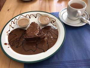 Raw chocolate cake at El Karmem in Malaga