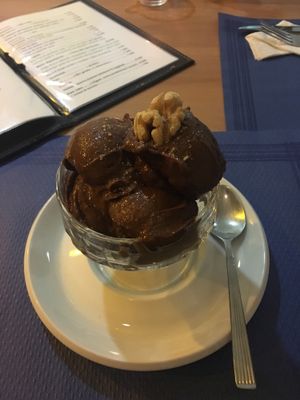 Amazing nice cream! Frozen bananas, cacao powder, and a bit of soy milk at El Karmem in Malaga