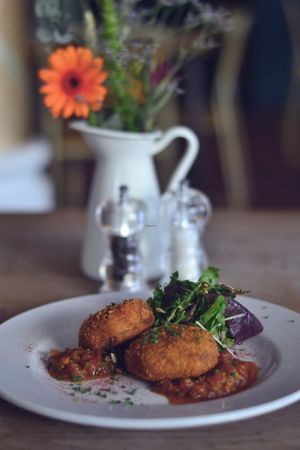 Chickpea, almond and basil rissoles at No. 1 Harbourside in Bristol
