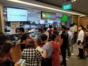 Lunch time crowd at The Salad Corner - Cecil Street in Central Singapore