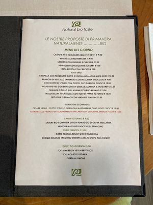 Menu example  at Euroverde Bio in Carugate