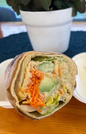 Avocado hummus wrap at The Fragrance of the Heart - Fritjof Nansens Plass in Oslo