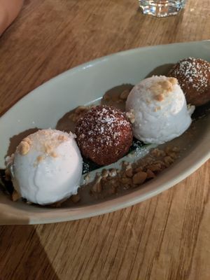 Fried banana with coconut ice cream at Green Elephant Vegetarian Bistro & Bar in Portsmouth