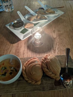 Curry puffs and mini samosas at Green Elephant Vegetarian Bistro & Bar in Portsmouth