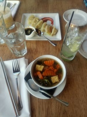 Vegetable soup and dumplings at Green Elephant Vegetarian Bistro & Bar in Portsmouth