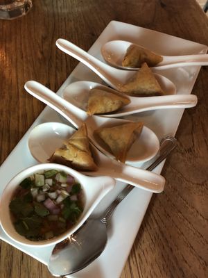 Veggies Samosas at Green Elephant Vegetarian Bistro & Bar in Portsmouth