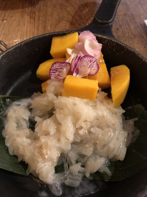 Coconut sticky rice with fresh mango at Green Elephant Vegetarian Bistro & Bar in Portsmouth