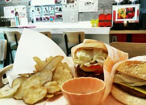 Cheeseburger and seeet potatoe burger at Rice Burger Haimiso - 하이미소 in Seoul