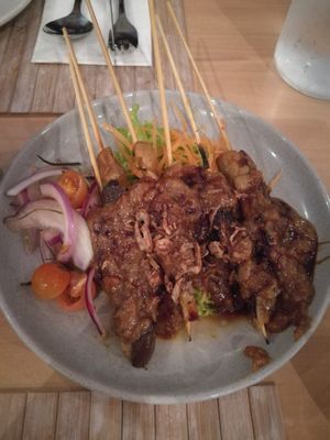 Satay mushroom skewers at Monggo Restaurant in Mount Lawley
