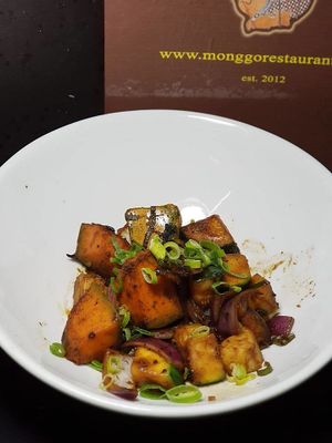 vegan dendeng/ vegan jerky
indonesian version of dendeng 
the only one in the world create vegan dendeng at Monggo Restaurant in Mount Lawley