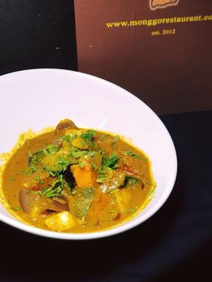 gulai sayur vegan
pumpkin, potato, zuchinni, onion
with gulai sauce  at Monggo Restaurant in Mount Lawley