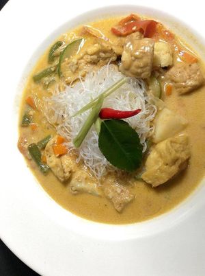 sayur lodeh
vegan braised vegetable, normally cooked with shrimp paste but Monggo create it with VEGEMITE~  at Monggo Restaurant in Mount Lawley