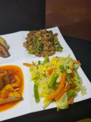 rijstaffel vegetarian
Monggo have RIJSTAFFEL changed periodically
ask them for an update menu  at Monggo Restaurant in Mount Lawley