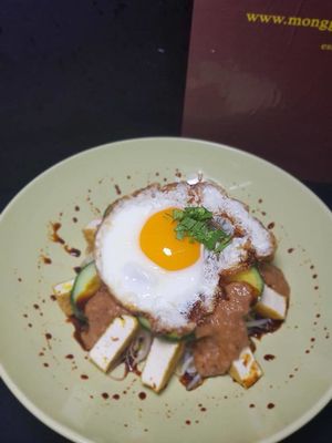TAHU TELOR
east java specialty, normally made with shrimp paste, monggo  made it vegetarian, sweet tangy version with peanut sauce.   at Monggo Restaurant in Mount Lawley