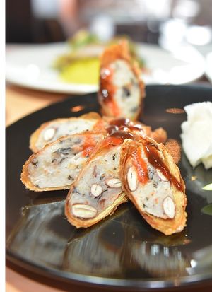 lobak..vegan raddish roll,  at Monggo Restaurant in Mount Lawley