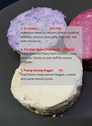 vegan cheesecake dairy free. gluten free at Monggo Restaurant in Mount Lawley