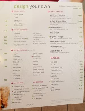 Menu at SoFresh - Fowler Ave in Tampa