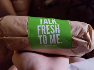 Sticker on my wrapped food :) at SoFresh - Fowler Ave in Tampa